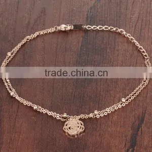 Fashion Jewelry Adjustable 316L Stainless Steel Rose Gold Flower Anklets for Women,rose Anklet thumbnail-3