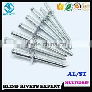 HIGH QUALITY FACTORY DOME HEAD ALU/ST MULTI GRIP BLIND POP RIVETS thumbnail-2