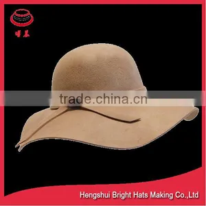 2015 Ladies Wide Brim Wool Felt Floppy Hat thumbnail-5