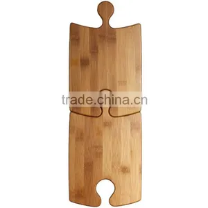 Bamboo Puzzle Party Platter Set of 2 Bamboo Safeway Fruit Platter Serving Platter With Wine Glass Holder thumbnail-1