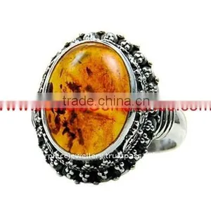 KRJ274677-0 Silver Golden Cognac Baltic Amber Jewelry thumbnail-1