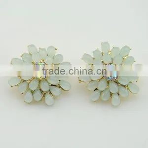 Fashion Jewelry Sets Gold Plated Resin Flower Design Necklace and Earring Diamond Jewelry Set thumbnail-5