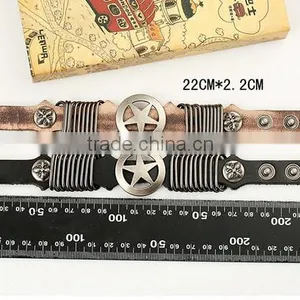 Antique Star Charming Double Layers Brown Leather Wrap Bracelet thumbnail-4