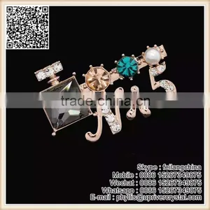 New Arrival Color Crystal Perfume Bottle Brooch Diamond Flower Brooch thumbnail-1