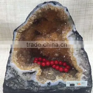 Natural Rock Crystal Citrine Geodes Ornament For Sale thumbnail-1
