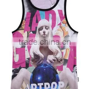 Fashion Polyester Digital Sublimation Printed Tank Top Mens, Racer Back Tank Top, Custom Sublimated Gym Tank Top thumbnail-4