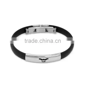 Wholesale New Arrival Stainless Steel Black Silicone Bangles With Clasp thumbnail-3