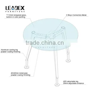 Office Table With Glass Top Round Metal Frame Office Conference Table thumbnail-3