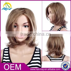 Black/blond/brown/grey Kinky Curly Synthetic Lace Hair Wig Cheap Bangs Artificial Wig thumbnail-1