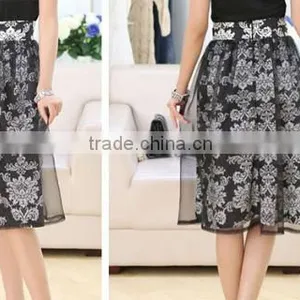 Elegant Ladies Women Retro High Waist Lined Casual Organza Skirt thumbnail-6