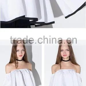 Women's Off Shoulder 1/2 Sleeve Loose Short Tops Blouse Shirt thumbnail-6