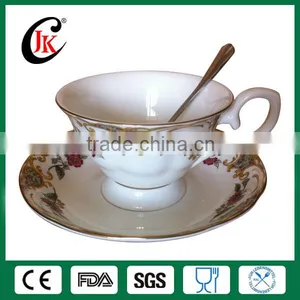 Wholesale Procelain White Ceramic Espresso Coffee Cup With Saucer Set thumbnail-1