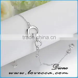 China Wholesale 925 Sterling Silver Bracelet Women Love Heart Silver Chain thumbnail-3