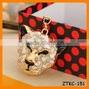 2014 Fashion Rhinestone Leopard Head Key Chain, Gift Bag Pendant ZTKC-151 thumbnail-1