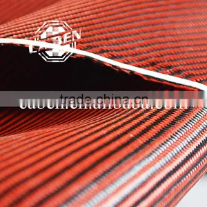 Hgih End 3k Twill Weave Pure Aramid Fiber Fabric Black and Red Hybird Cloths for Sale thumbnail-6