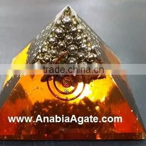 Orgone Orange Pyramid With Silver Pearl's : Wholesale Spiritual Orgone Products thumbnail-3