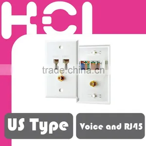 US Type 3 Port TV , Voice and RJ45 Cat5e Data Wall Plate thumbnail-1
