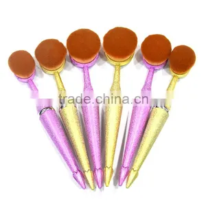 10pcs Pink Oval Multi-purpose Full Usage Use Makeup Brush Ruber Handle Toothbrush Set thumbnail-2
