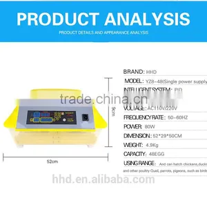 Most Popular HHD Brand 48 Egg Incubator Price for Sale With CE Certificate YZ8-48 thumbnail-2