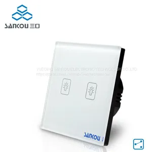 EU Standard Two Gang Two Way Luxury Crystal Glass Panel Crystal Glass Panel Touch Light Switch,110V-250V Wall Switch thumbnail-1