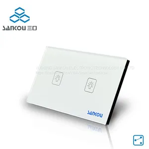 US Two Gang Two Way Crystal Glass Panel Touch Switch,50HZ/60HZ Wall Switch thumbnail-1