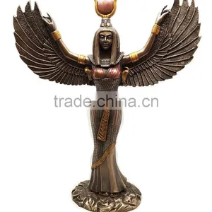 Bronze Painted Color Egyptian Isis Sculpture With Open Wings Goddess thumbnail-1