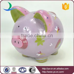 2015 Hotsale Purple Unbreakful Handprinting Ceramic Piggy Coin Bank Wholesale for Gift thumbnail-1