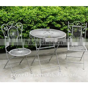 Antique White Foldable Garden Patio Table Set PL08-6242 thumbnail-5