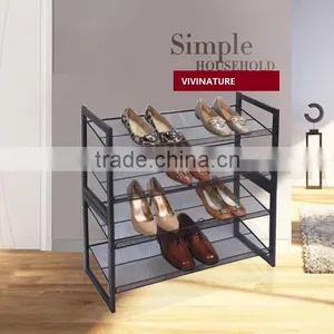 Vivinature Shoes Storage Rack, Shoes Rack With Mesh Metal Style thumbnail-6