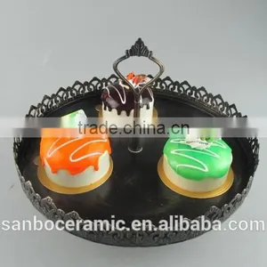 Metal Cake Stand , One Tier Antique Style Black Cake Stand Plate for Decoration thumbnail-2