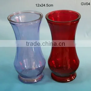 Transparent Red and Blue Decorative Glass Vase thumbnail-1