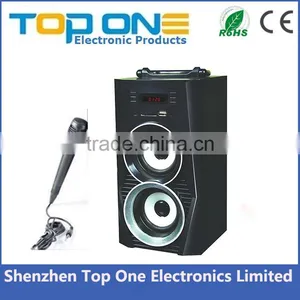 New Launch Portable Wooden Karaoke Bluetooth Speaker With Wireless Microphone thumbnail-1