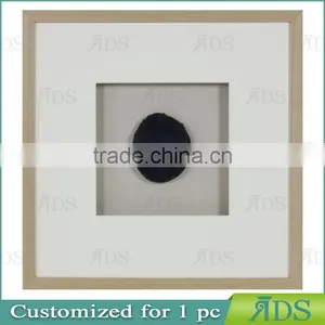 8X8 Shadow Box Frame With Natural Agate Stone Under Glass thumbnail-1