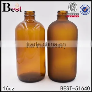 8oz Blue Boston Bottle Frosted Blue Color Boston Round Glass Bottle for Cosmetic Oils thumbnail-4