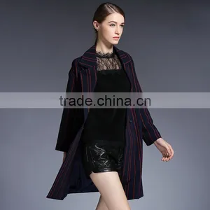 XL-5XL Women Trench Coat Winter New Design Elegant Ladies Double Breasted Striped Trendy Outerwear Classic Swing Coats Plus Size thumbnail-3