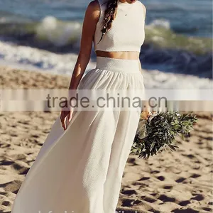 Floor Length Beach Wedding Dress Set New Model Women Skirt and Blouse thumbnail-2