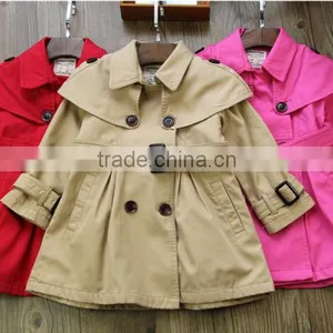 Fall Boutique Girl Clothing Unique Baby Girl Names Classic Double-breasted Fashion Casual Windbreaker Jacket thumbnail-1
