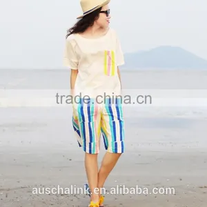 OEM Service Outdoor Fashion Colorful Stripe Beach Girl Short Pants thumbnail-3