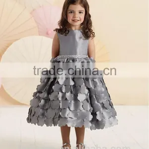 High Quality Satin Beaded Baby Gown Red Flower Girls Dresses thumbnail-3