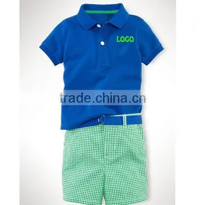 Brand New Boys Blue Polo Suits Kids Polo Clothing Sets Baby Outfits thumbnail-1