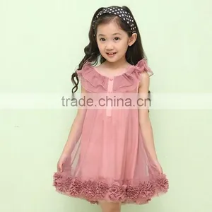 Cute Kids Chiffon Flowers Hem Lace Princess Tutu Birthday Dress for Girl of 7 Years Old SV001997 thumbnail-1