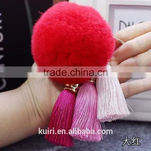 Real Rex Rabbit Fur Ball Plush Keychain Woman Bag Charm Tassel Keyring Pendant Car Key Chain Ring Fashion Jewelry thumbnail-3