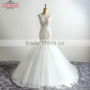 Customed White Mermaid Wedding Dress Mermaid thumbnail-3