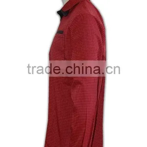 100% Cotton Design China Made Black Brim Mens Maroon Color Cotton Shirt thumbnail-2