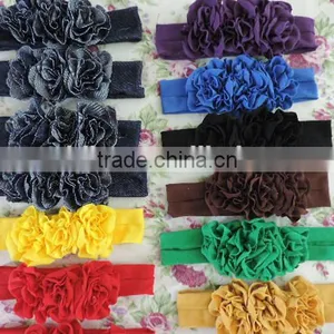 2016 Baby Flower Headbands Wholesale Infant Cotton Hair Band Baby Headwear Flower Hair Elastic Headbands for Babies thumbnail-4