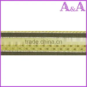 Hot Sale Satin Side Metallic Yarn Wired Nylon Organza Ribbon thumbnail-1