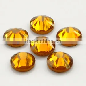 Crystal Shiny Round Flat Back Hot Fix Rhinestones in Topaz for Garment Accessories thumbnail-3