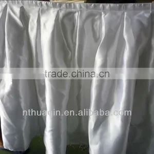 White Satin Table Skirts Banquet Box Pleat Table Skirts Table Skirt for Weddings thumbnail-1