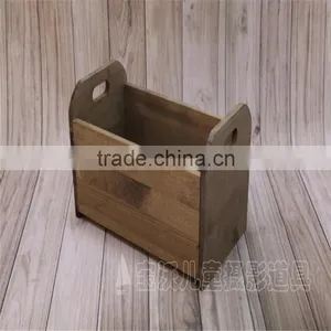Rustic Wooden Slat Crate Bed Sturdy Newborn Props thumbnail-1