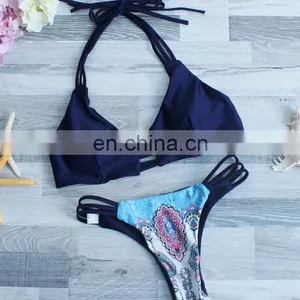 Women's Beach Strappy Reversible Bottom Bikini Set thumbnail-5